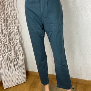 Pantalon coton vert mastic taille haute coupe droite modèle Jonas Lab Dip