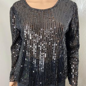 Pull noir de fêtes à sequins soirée sortie cocktail paillettes Realty