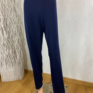 Pantalon fluide bleu marine taille haute élastique Nayat