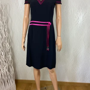 Superbe robe midi de créateur noire et fuchsia Tabala Paris