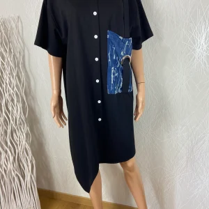 Robe noire asymétrique manches courtes grande taille F&2