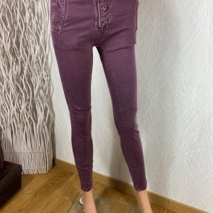 Pantalon violet taille mi-haute en coton