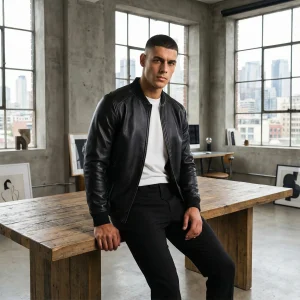 Riche | Veste en cuir homme style coréen – coupe minimaliste