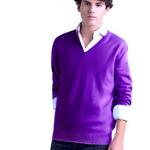 MEN’S 100% CASHMERE SOLID V-NECK. 21003/10ML