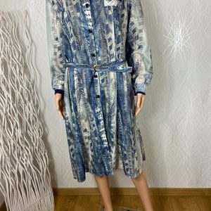 Robe en jersey bleu épaulettes grande taille 6XL qualité francaise