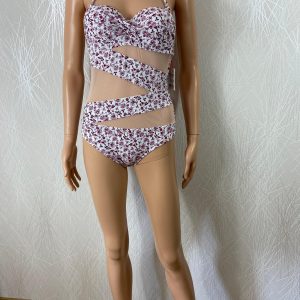 Original maillot de bain 1 pièce monokini effet lanière bretelles réglables Fei
