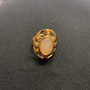 Bague ajustable plaquée or pierre semi précieuse rose pale Shabada