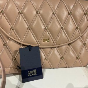 Sac en cuir beige à bandoulière de luxe Cavalli Class