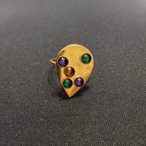 Bague reglable plaquée or Swarovski multicolores modèle Vic Argelouse