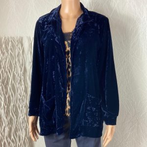 Veste en velours lisse effet satin bleu marine Johanna Paris