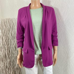 Veste doublée fuchsia manches 3/4 épaulettes Made In Italy