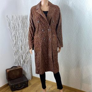 Manteau long femme coton velours côtelé motifs fleuris Les Impatientes