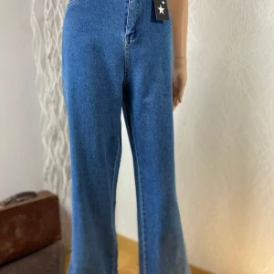 Jean taille haute coupe ample denim bleu moyen Ivivi