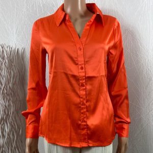 Chemise satin orange coupe droite manches longues Byhence Shirt B.Young