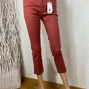 Pantacourt leger coton rouge brique taille haute coupe droite C'est beau la Vie