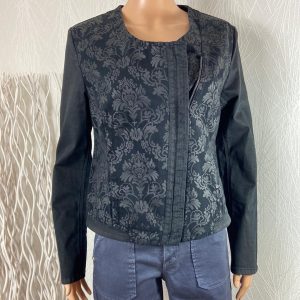 Veste noire en coton noir à motifs fleuris I.Code