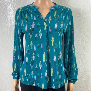 Blouse bleue femme motifs Le Singe de Julie