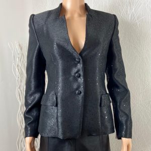 Blazer femme noir doublé à sequins de créateur Tabala Paris