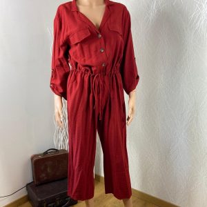 Combinaison pantalon rouge brique jambes larges modèle Flora Les Petites Fleurs