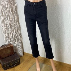 Jeans femme noir 7/8 taille haute coupe slim Ihtwiggy Raven Ichi