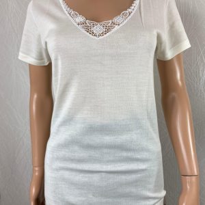 Maillot de corps femme chaud avec laine manches courtes dentelle Tricotage Toulousain