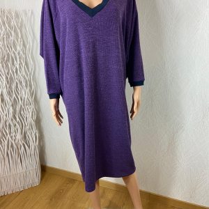 Robe échancrée violette manches chauve-souris grande taille Edmond Boublil