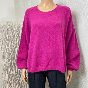 Pull rose oversize laine mohair modèle bymarry jumper B-Young