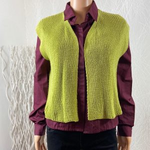 Gilet court sans manches tricot coton vert anis Made In Italy