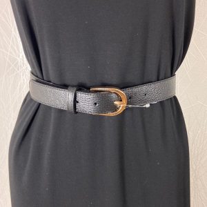 Ceinture cuir noir boucle dorée Articles de Paris