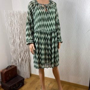 Robe doublée verte à motifs vintage 60's Byfibba Short Wide Dress B.Young