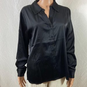 Chemise noire satin femme coupe droite Byhence Shirt b.Young