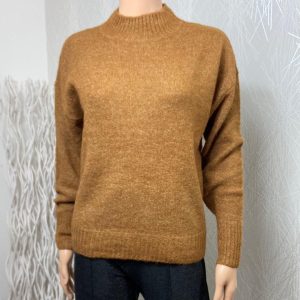 Pull brun cannelle col montant laine alpaga modèle Ihkamara ICHI
