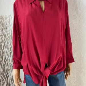 Blouse rouge bordeaux ample manches longues Neslay