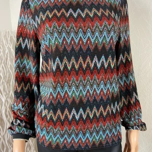 Blouse ras du coup manches longues motif géométrique Atlanta