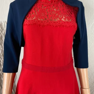 Boléro court bleu marine manches 3/4 col montant Rinascimento