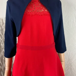 Boléro court bleu marine manches 3/4 col montant Kitana