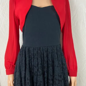 Boléro rouge manches longues transparentes Pink Boom