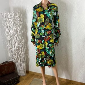 Robe midi boutonnée fleurie manches longues Byimala Dress B.Young