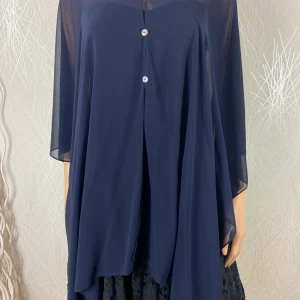 Châle ou cape bleu marine avec 7 façons de le porter Lyman