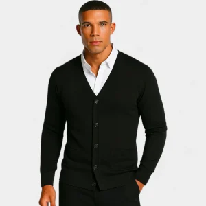 Riche | Cardigan homme coton coupe slim – Style boutonné minimaliste