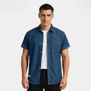 Riche | Surchemise Homme Denim Coton – Manches Courtes Casual