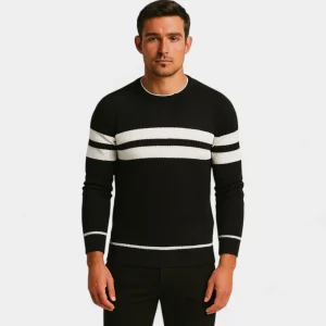 Riche | Pull homme laine rayé – décontracté raffiné