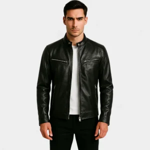 Riche | Veste homme en cuir slim biker - Classique streetwear minimaliste