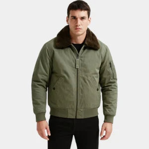 Riche | Bomber homme coton col fourrure – Classique Air Force