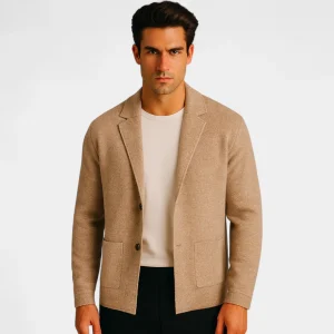 Riche | Cardigan homme coton mercerisé - Col V boutonné tricoté