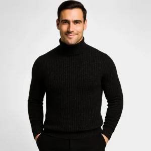 Riche | Col roulé homme mélange laine technique – coupe slim raffinée