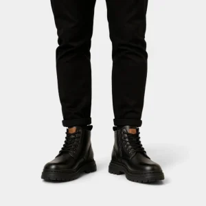 Riche | Bottes rétro homme cuir PU – Semelle épaisse mi-haute