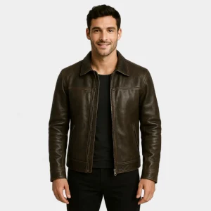 Riche | Veste homme cuir de vachette mate vintage – raffinée, affirmée, silhouette quotidienne