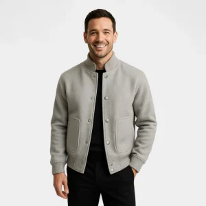 Riche | Bomber homme col montant – couleur unie, raffiné, silhouette décontractée