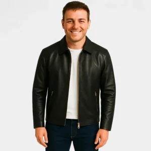 Riche | Veste homme cuir coupe slim – style coréen minimal